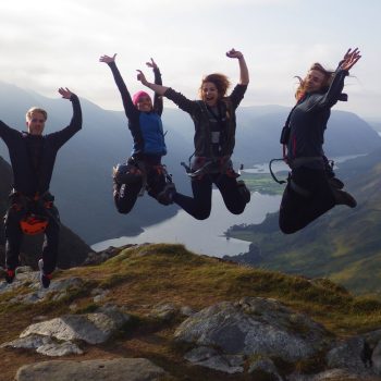 People jumping above Fleetwith Pike