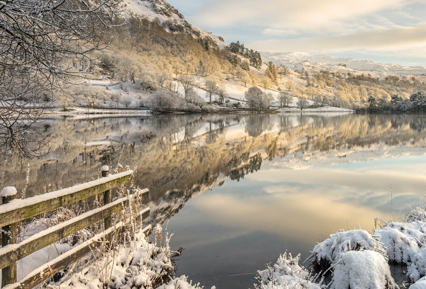 Rydal Water covered in Snow at Winter