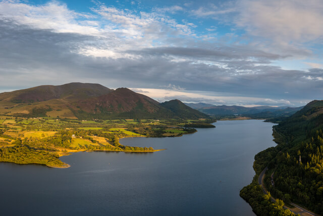 An ariel shot of Bassenthwaite Lake in Cumbria