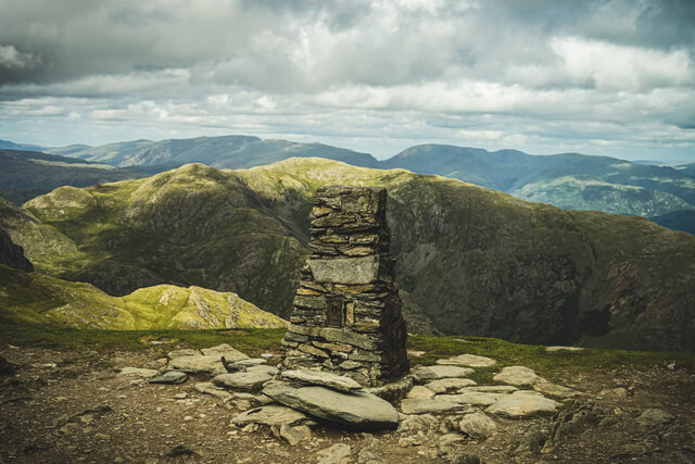 A view of the surrounding countryside from the top of The Old Man of Coniston