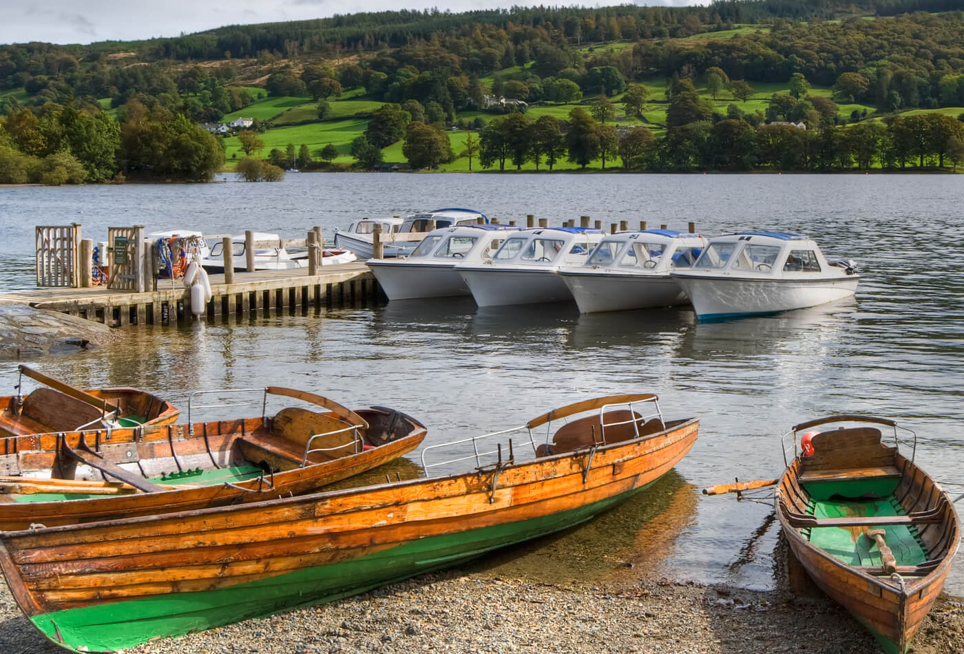 Boats on the shore of Coniston Water