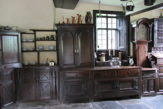 Wooden furniture in the kitchen at Townend in Troutbeck