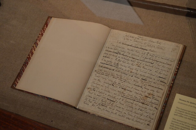 A manuscript written by Wordsworths friend Thomas De Quincey