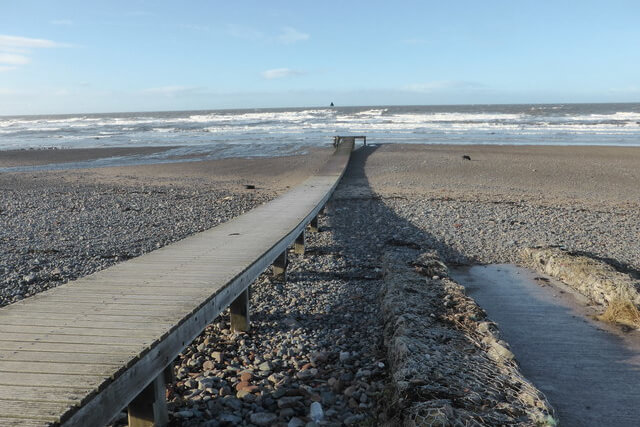 A wooden jetty at Seascale Beach