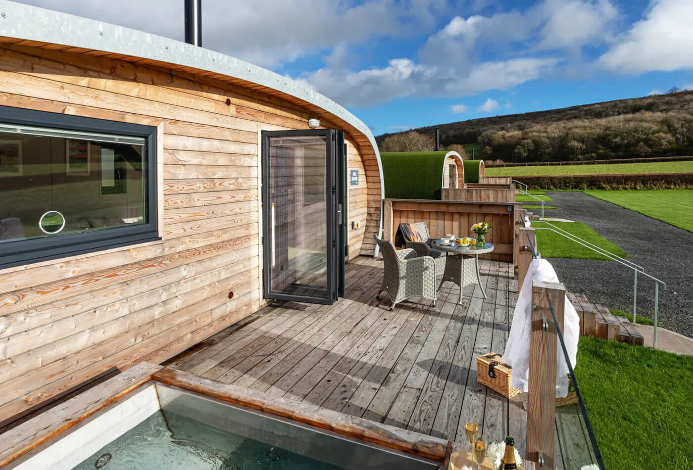 External shot of Middle Longlands wooden cabin in the Lake District