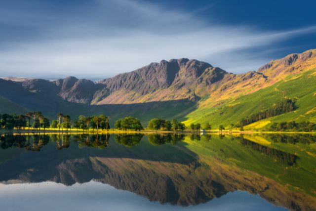 A reflection of the mountains in Buttermere.