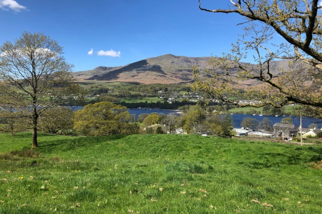 Sunny day looking over a lake in the Lake District